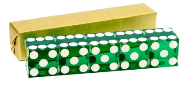 Flush Spots Casino Dice: 3/4 in., High Polish, Razor Edge, Green (Stick of 5) main image